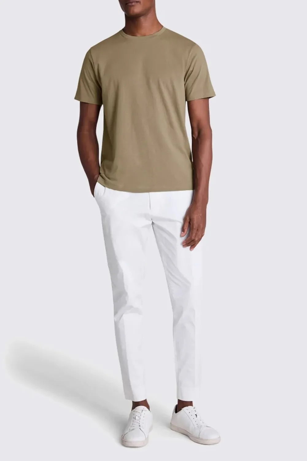 Round-Neck Taupe Casual Shirt For Men