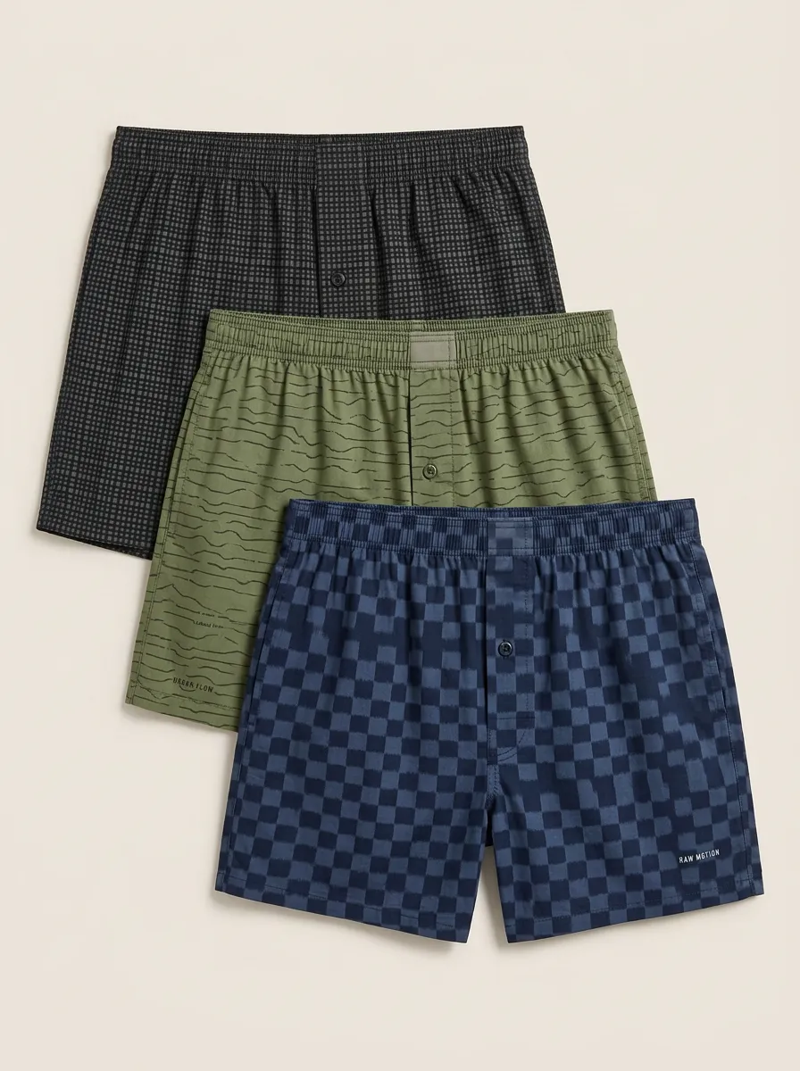 Plaid Geometric Wavy Boxer Set