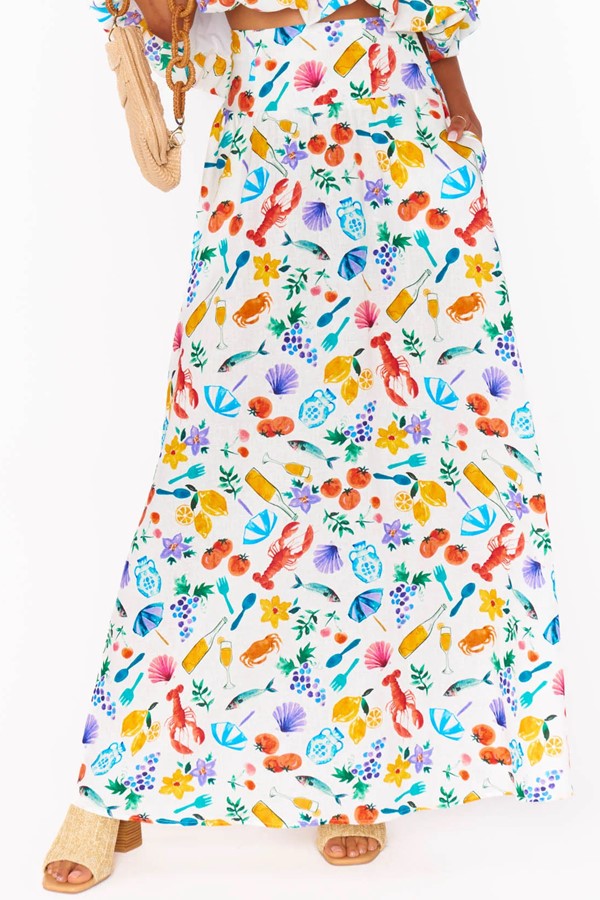 Colorful Whimsical Print Swing Skirt