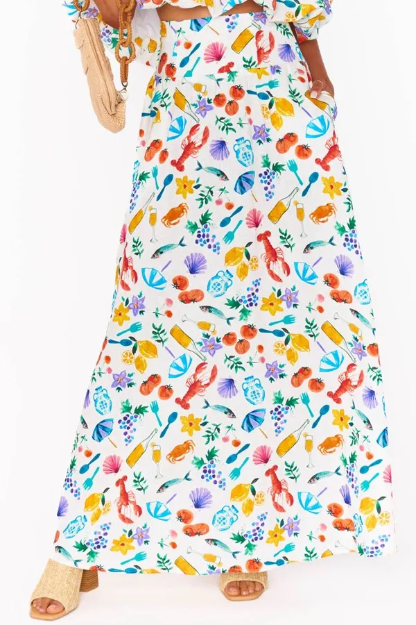 Colorful Whimsical Print Swing Skirt
