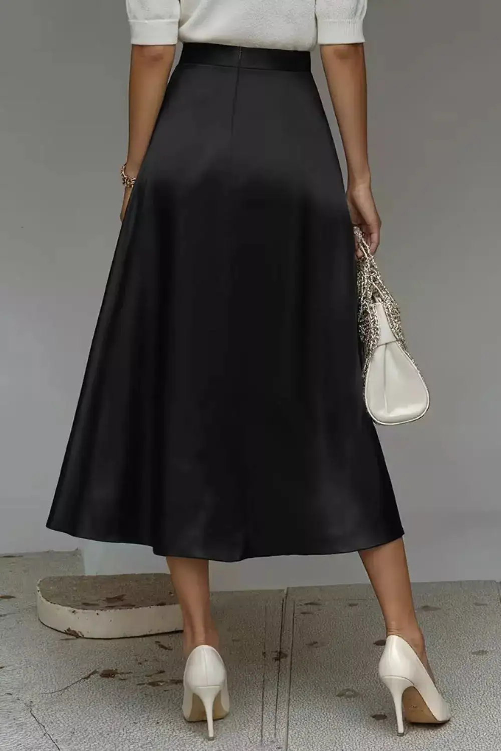 Everyday Satin A-line Midi Skirt