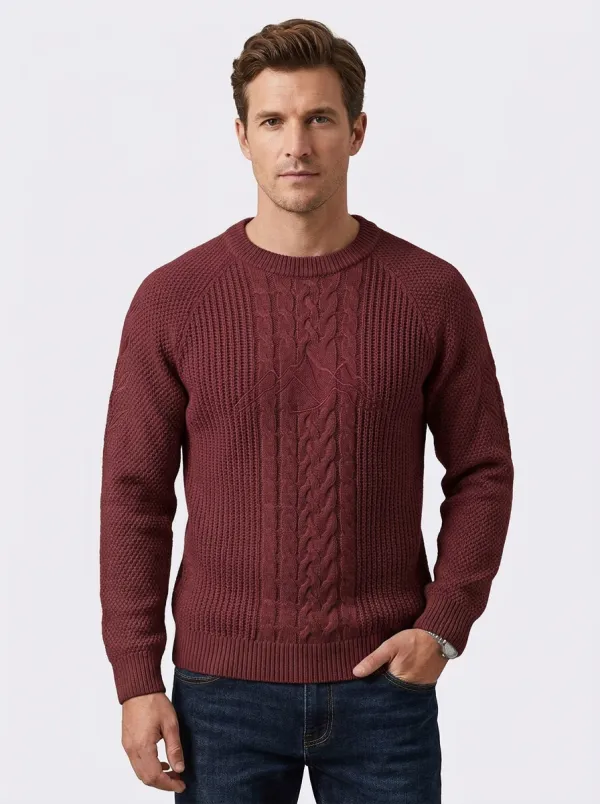 Men's Beige Outdoor Mountain Knit Sweater