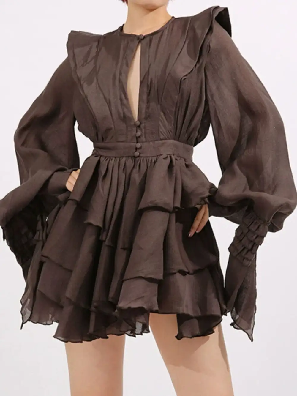 Soft Touch Ruffle Long Sleeve Mini Dress