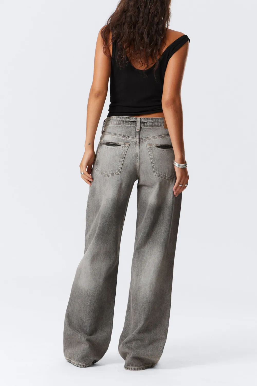 Pocketed Button Wide Leg Jeans