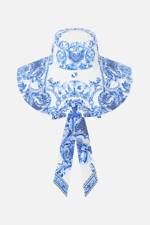 Wide Brim Bucket Hat with Tie