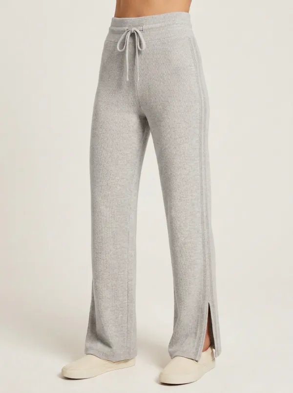 Women's Split-Hem Ribbed Drawstring Sport Pants