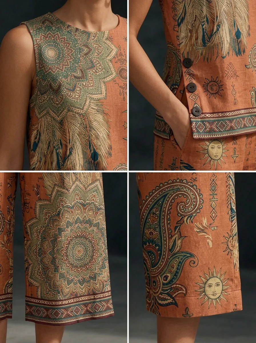 Women's Bohemian Mandala Paisley Printed Sleeveless Set