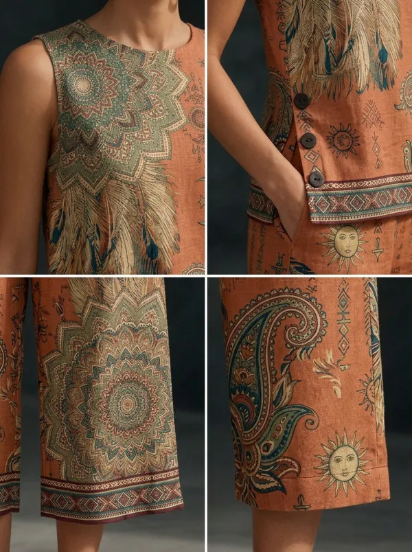 Women's Bohemian Mandala Paisley Printed Sleeveless Set
