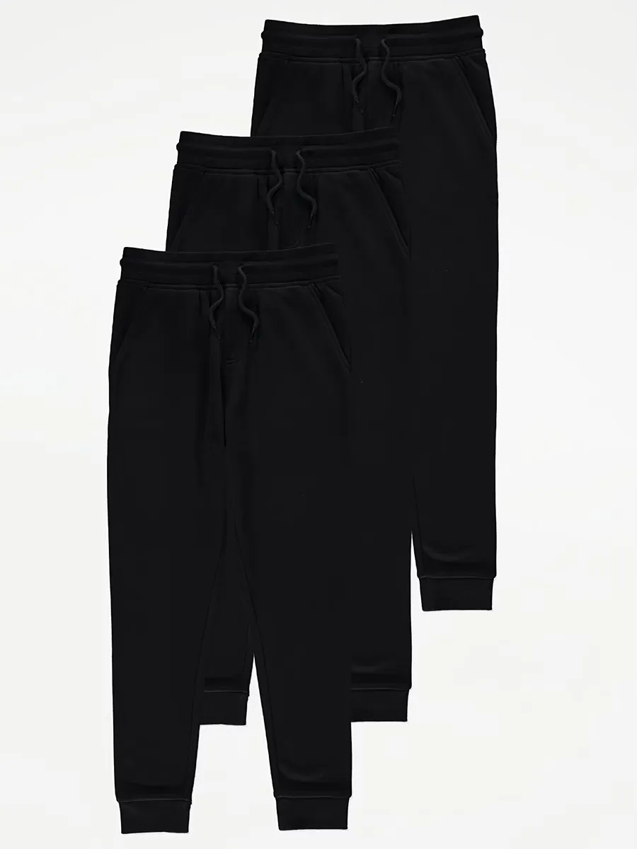 Black Cuffed Joggers 3 Pack