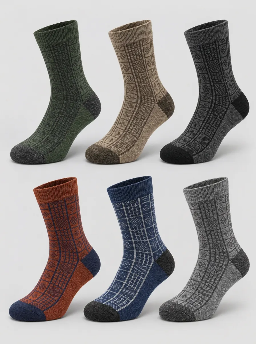 Men's Vintage Geometric Crew Socks 6-Pack