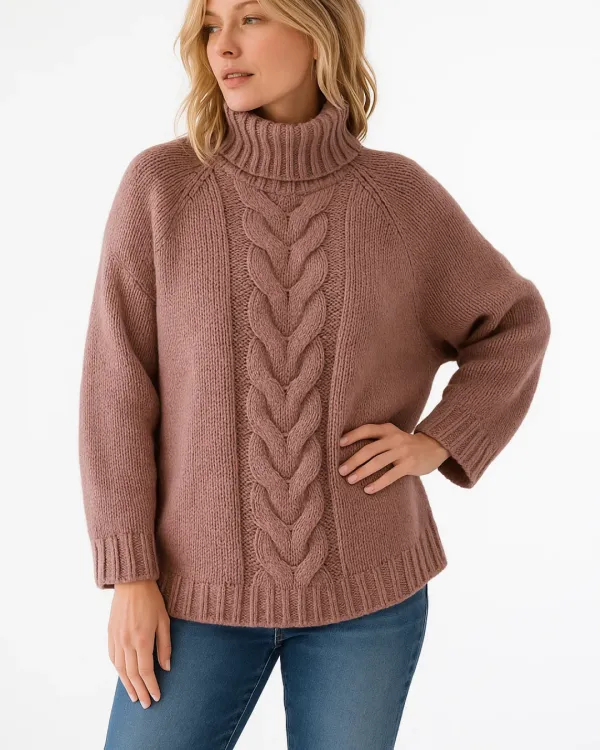 Cable Knit Roll Neck Jumper Knitwear Sweater