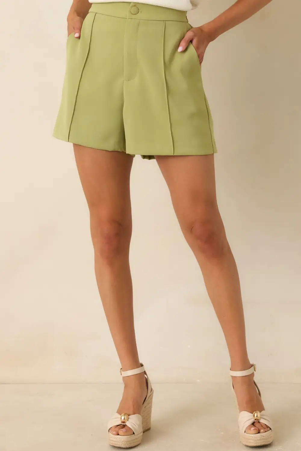Matcha Pleated Tailored Shorts