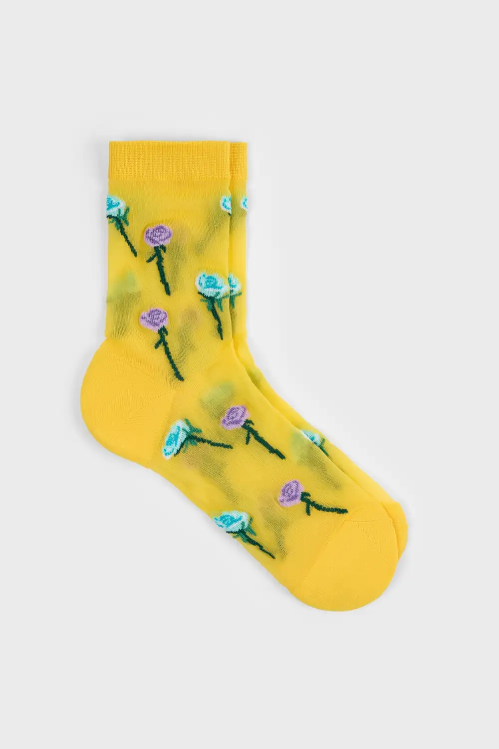 Classic Stemmed Roses Sheer Socks