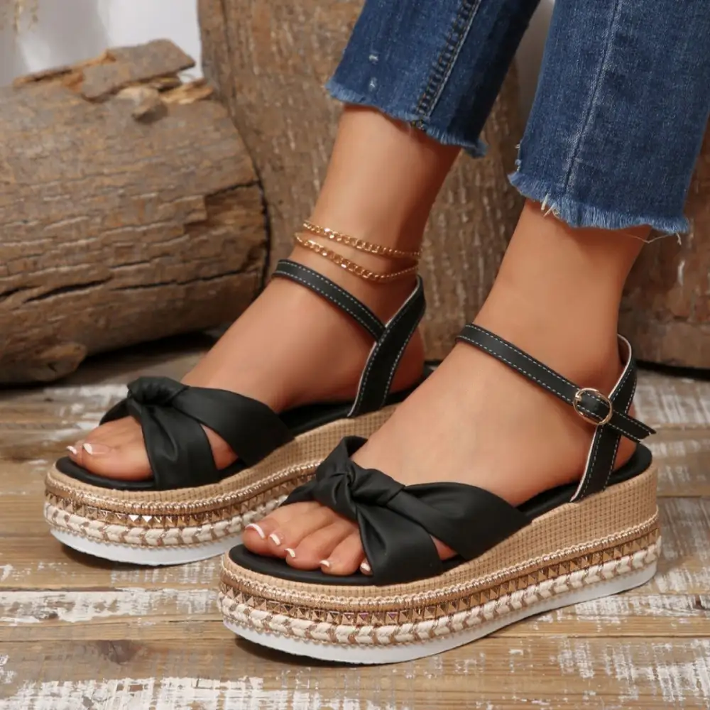 Bow Knot Platform Wedge Sandals