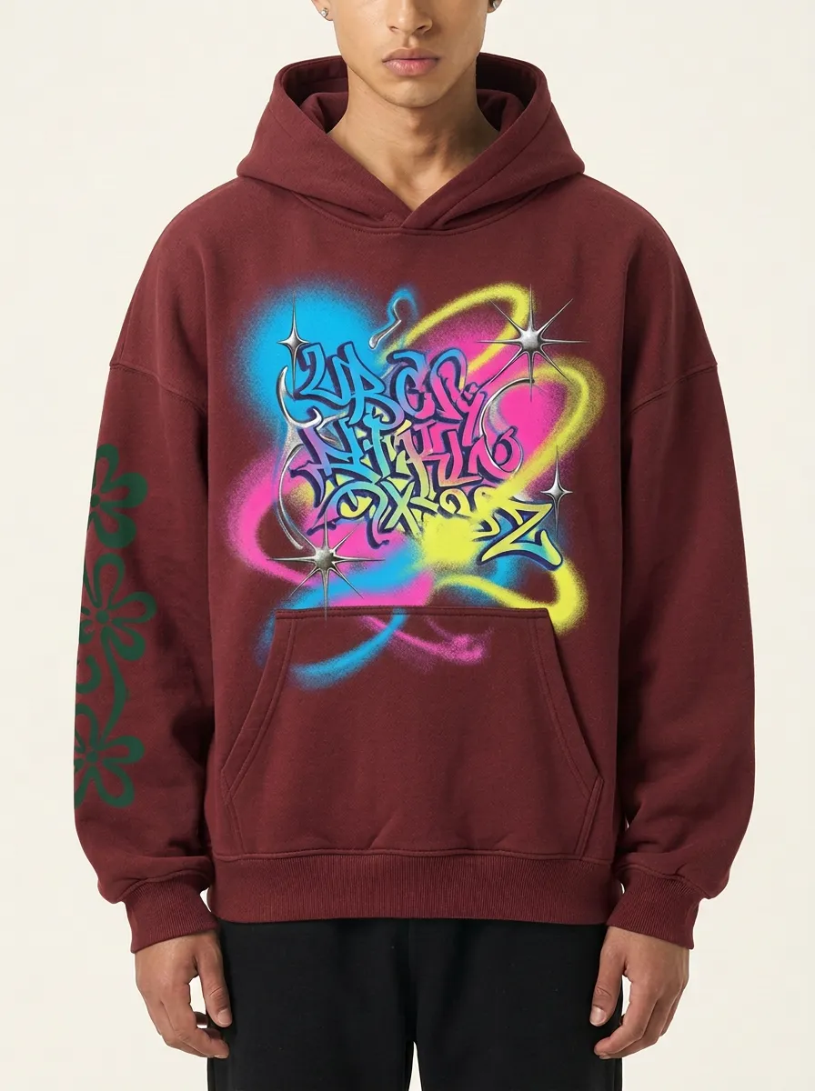 Unisex Graffiti Star Print Graphic Hoodie
