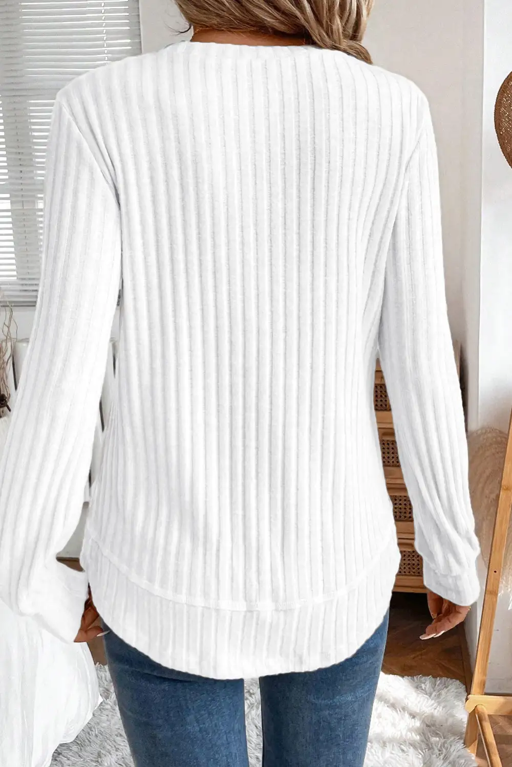 Ribbed Knit Textured Women's Top