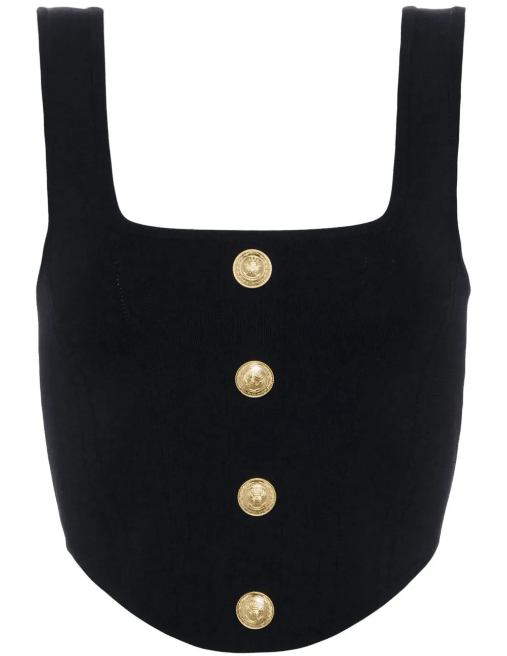 Knitted Ribbed Square-Neck Cropped Corset-Inspired Tank Top