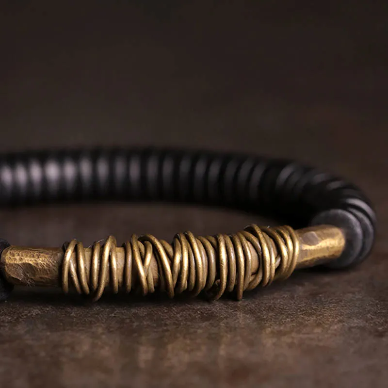 Natural Ebony Wood Copper Bracelet