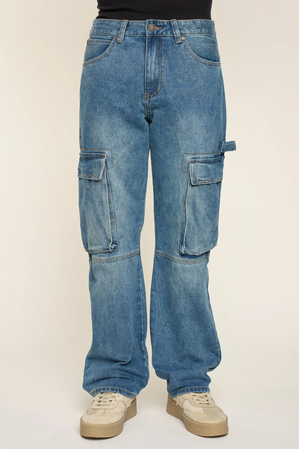 Men's Heavyweight Baggy Fit Cargo Denim Jeans