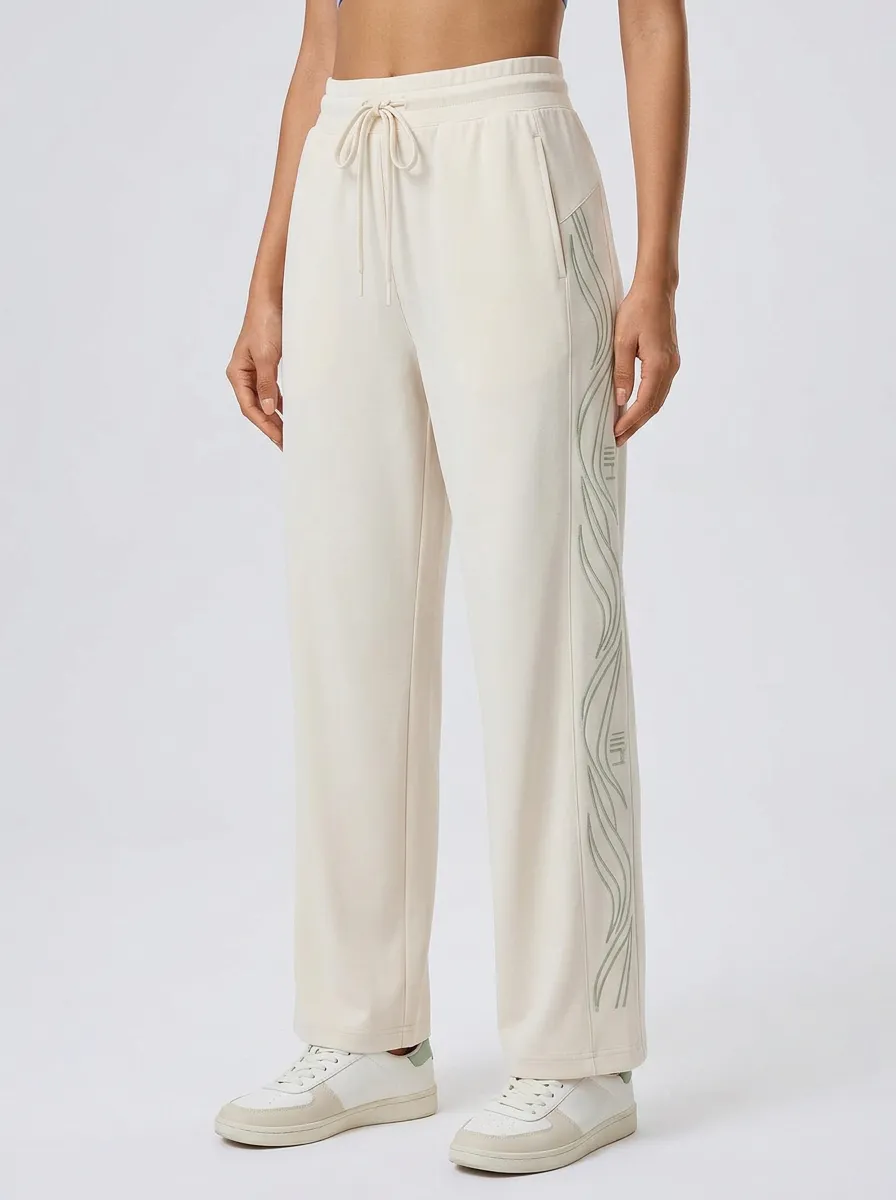 Women's Casual Minimalist Wavy Line Graphic Sweatpants
