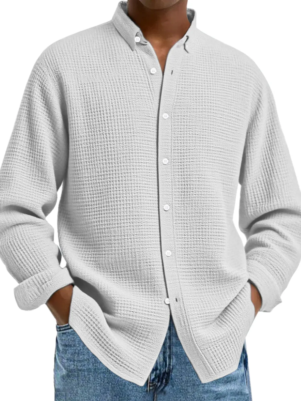 Textured Knit Button Front Shirt