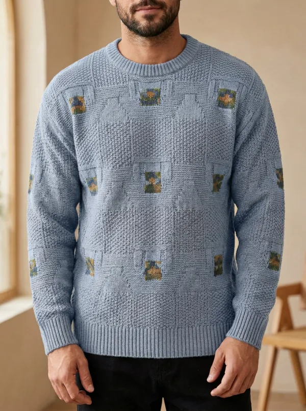 Men's Geometric Floral Sweater
