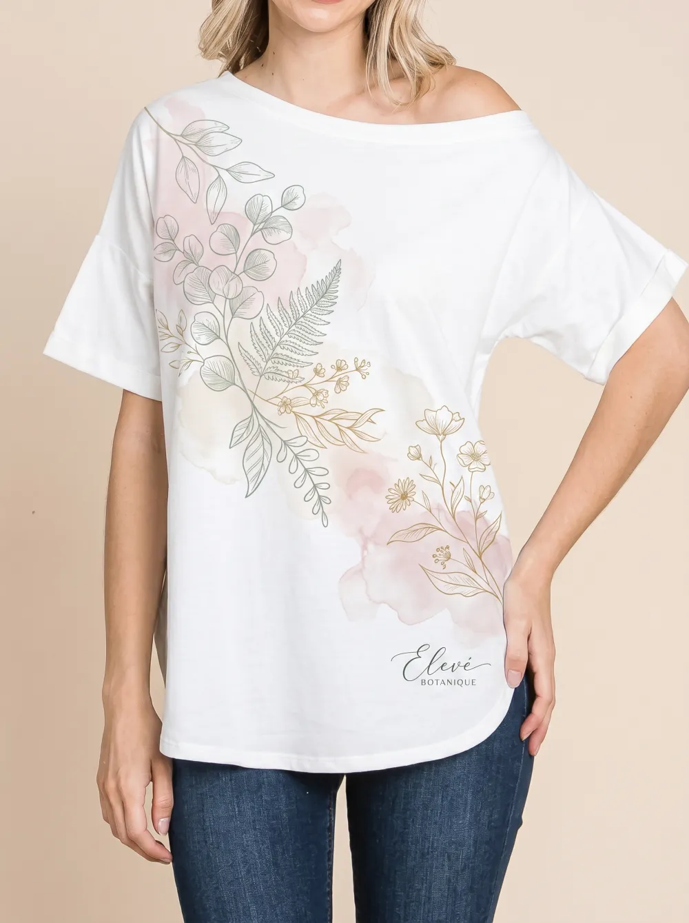 Women's Botanical Nature Lover Watercolor Floral Printed T-shirt