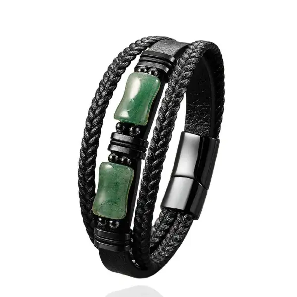 Aventurine Amethyst Onyx Crystal Positivity Braided Leather Bracelet