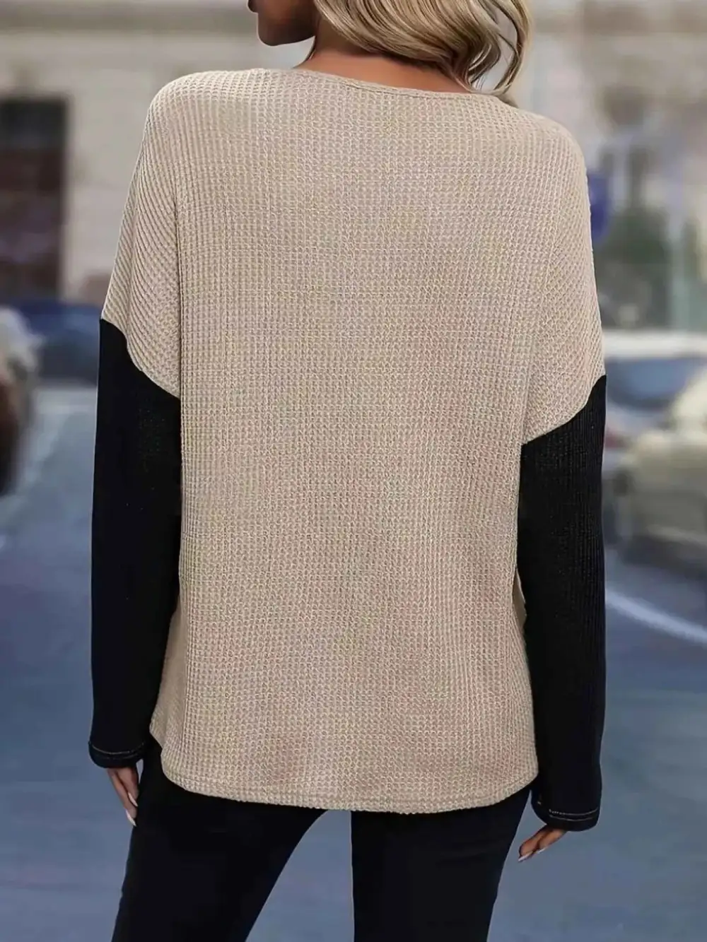 Lace Detail Block Long Sleeve T-Shirt