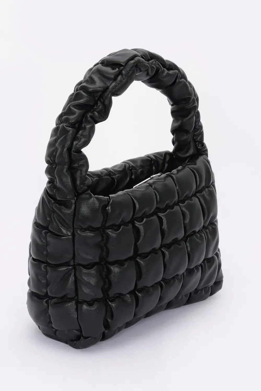 Quilted Faux Leather Padded Handle Bag