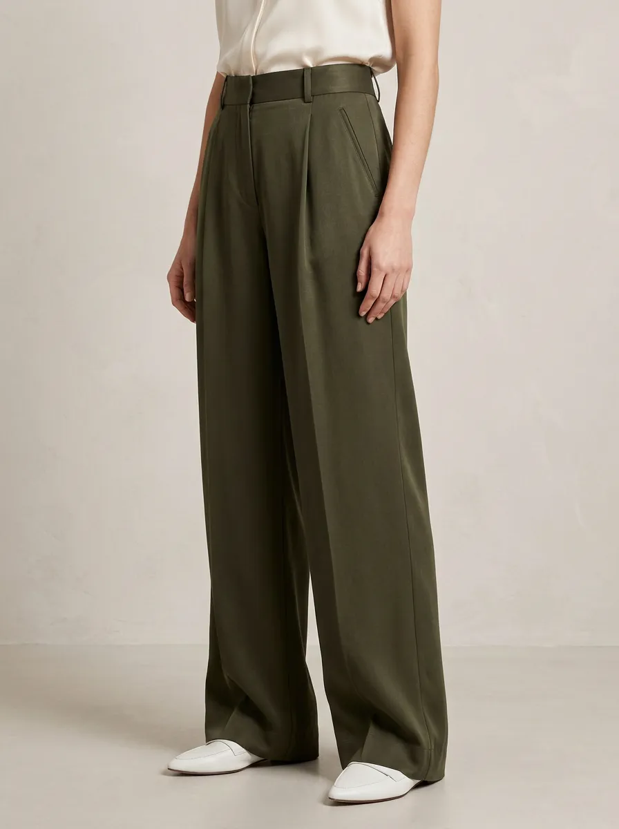 Wide-Leg Pleated Casual Wide Leg Pants