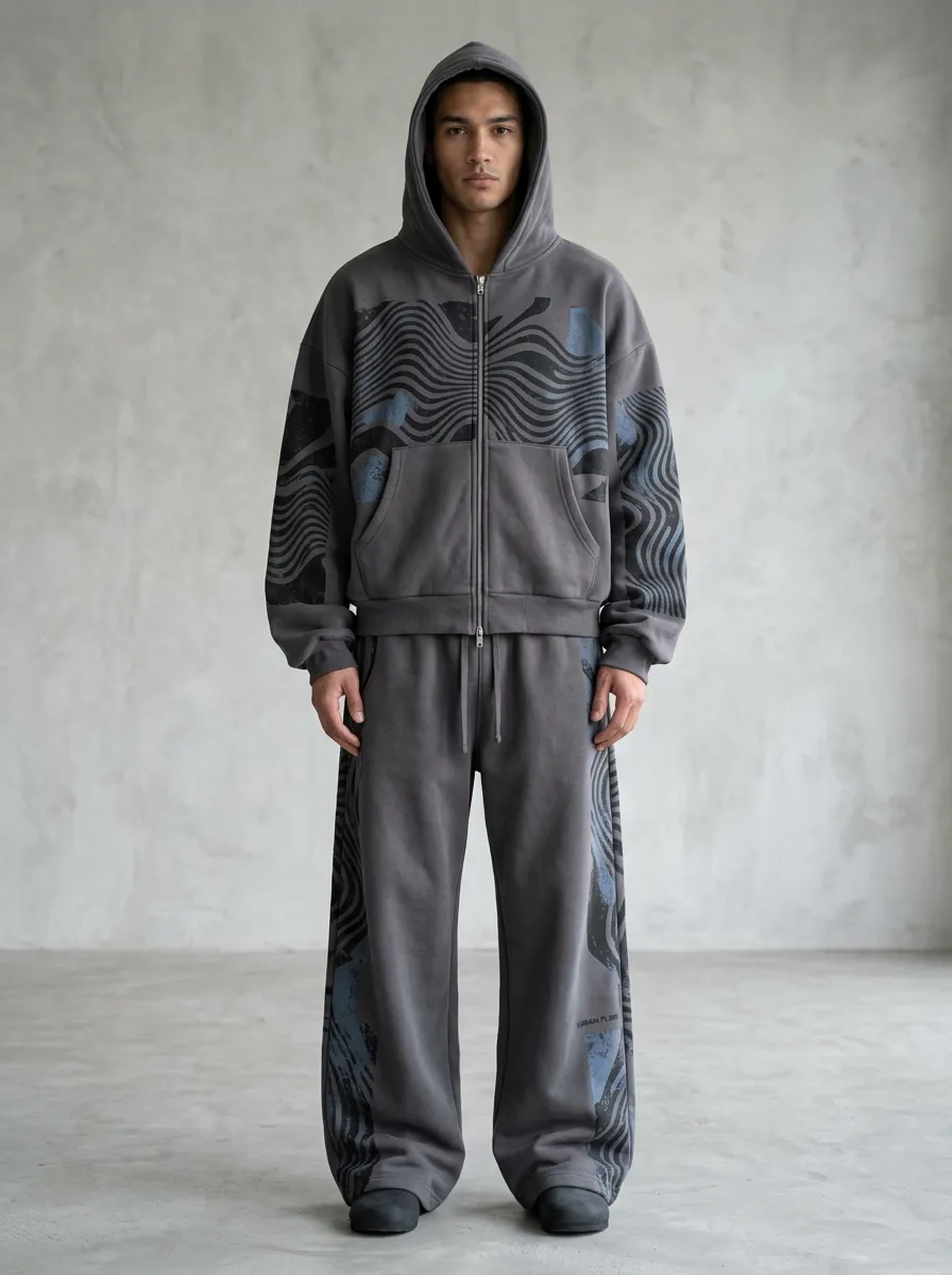 Coordinated Hoodie Zip-Up Jogger Men's Two-Piece Tracksuit