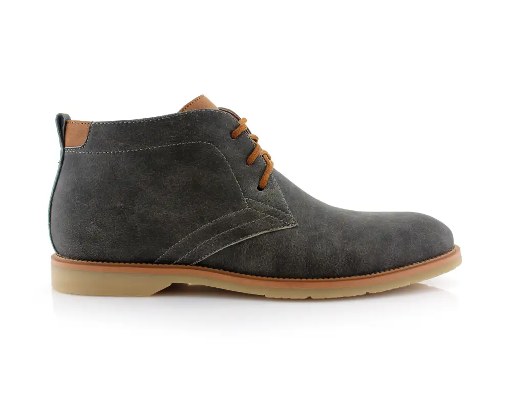 Faux-Leather Lace-Up Chukka Boots