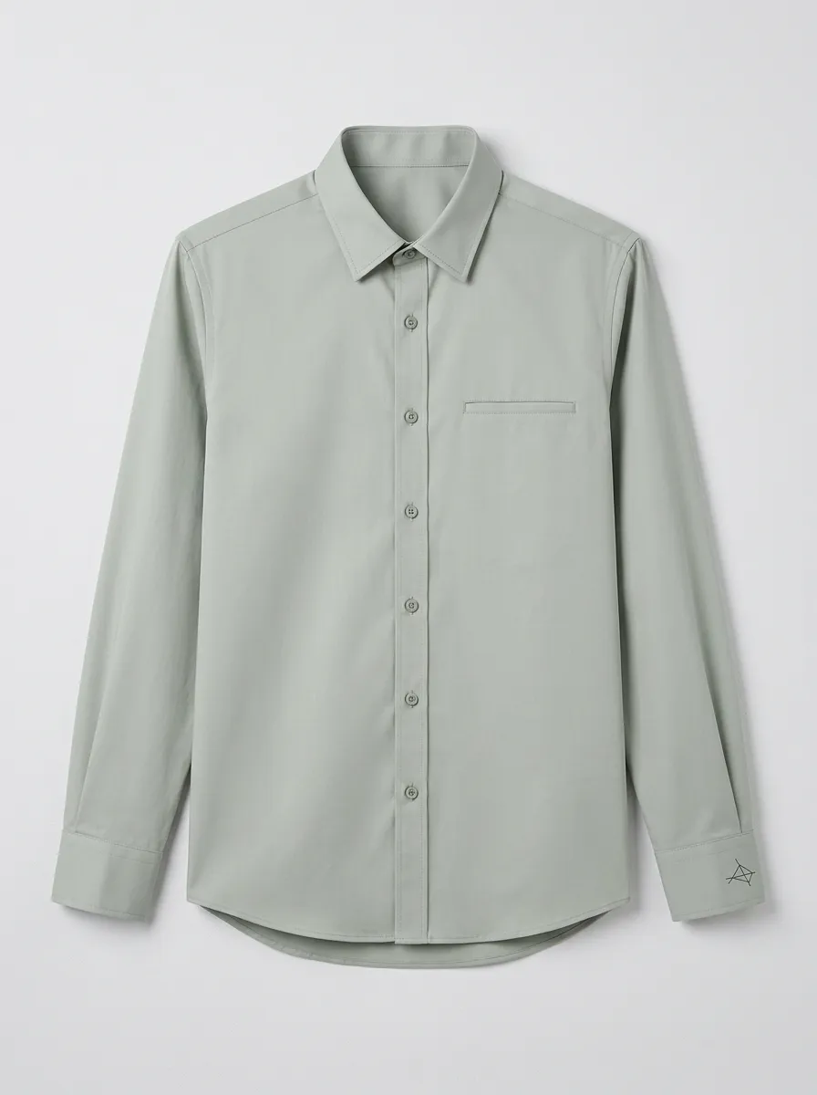 Men's Minimalist Geometric Logo Non-Iron Cotton Long Sleeve Shirt
