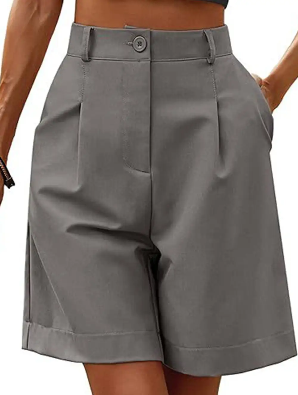 High-Waist Wide-Leg Suit Shorts