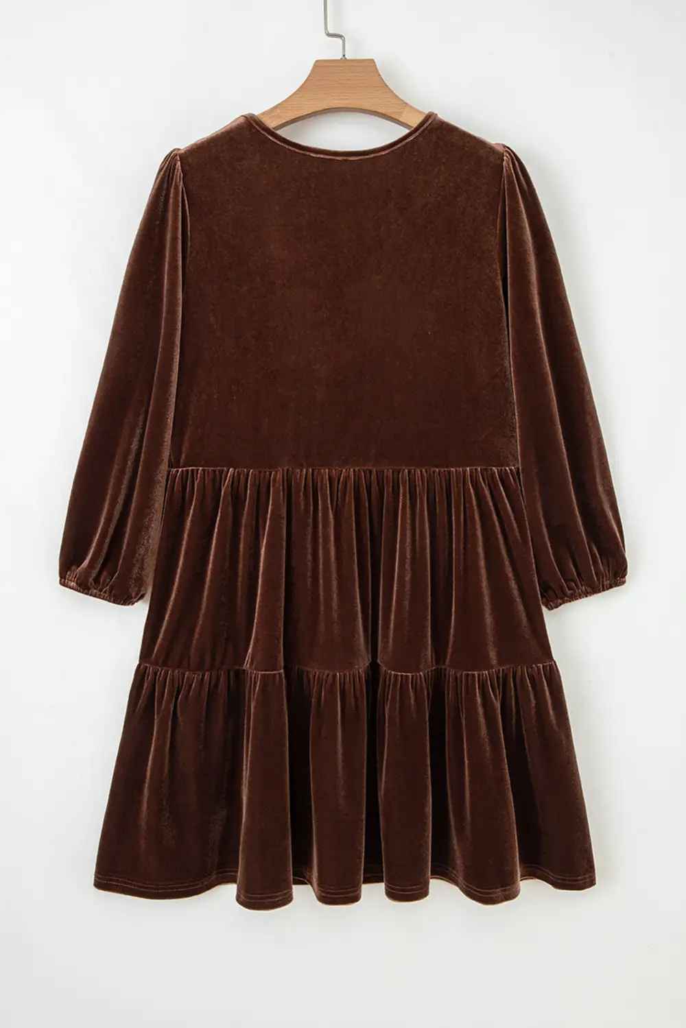 Finish Velvet V Neck Tiered Mini Dress