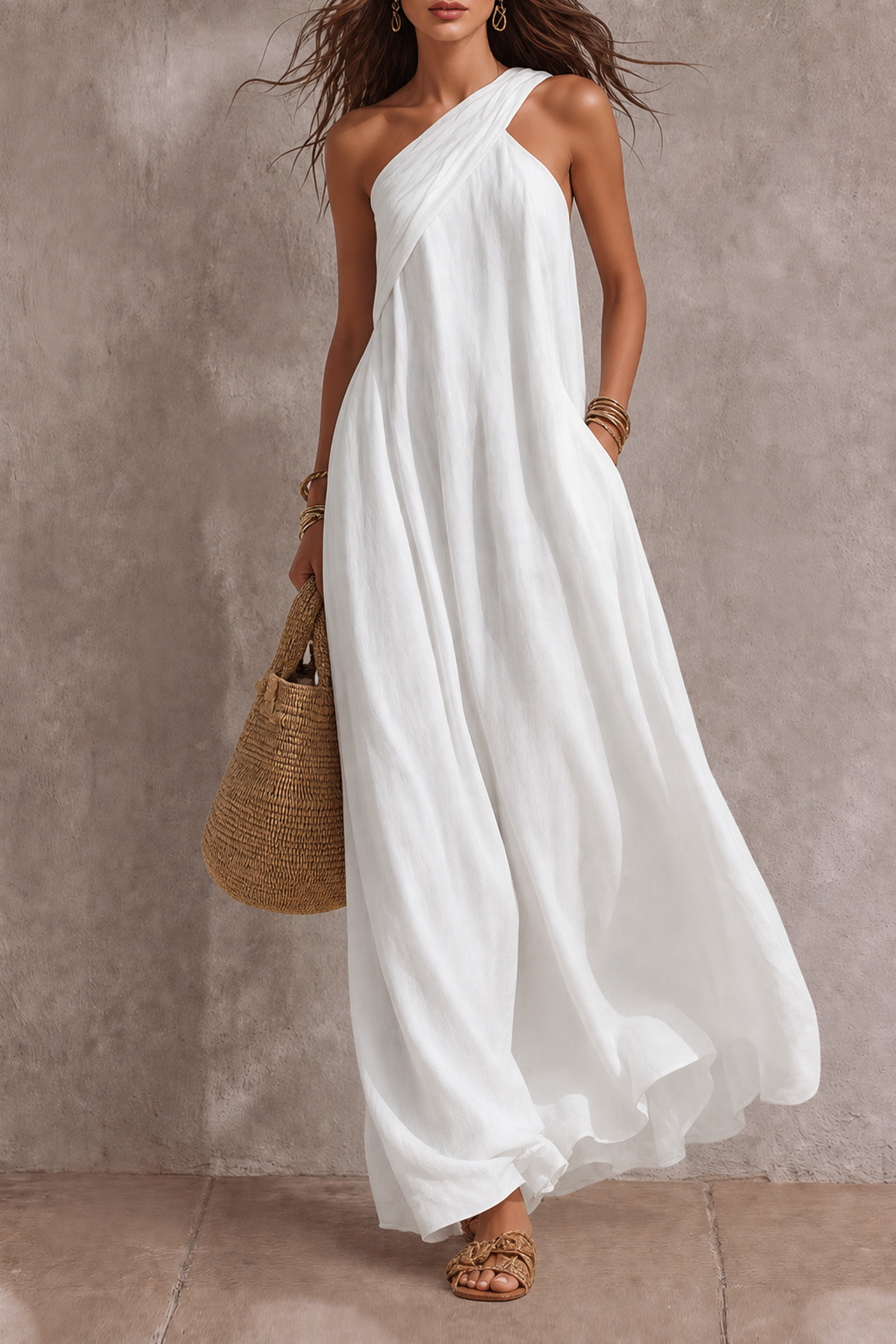 Classic One Shoulder Maxi Dress