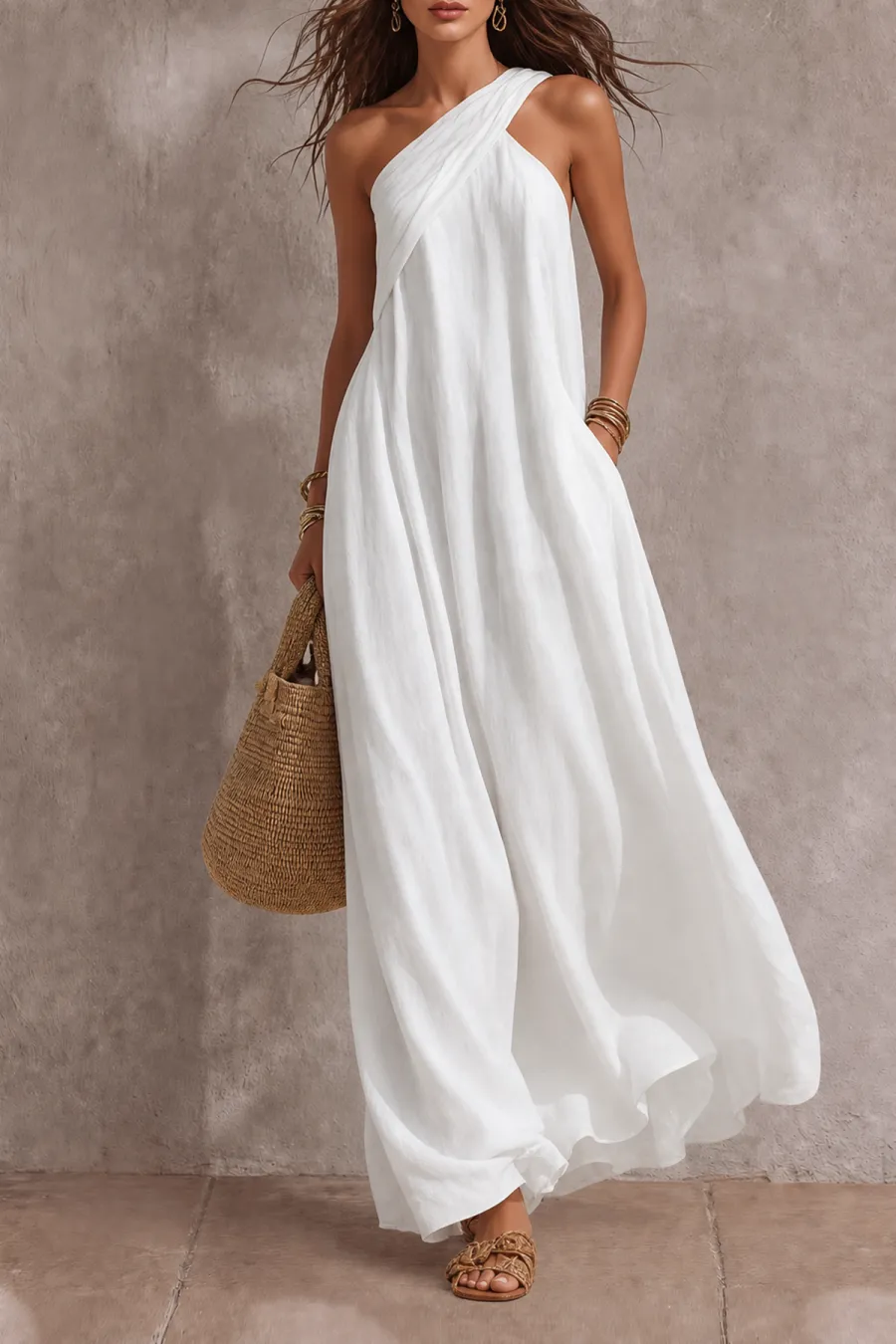 Classic One Shoulder Maxi Dress