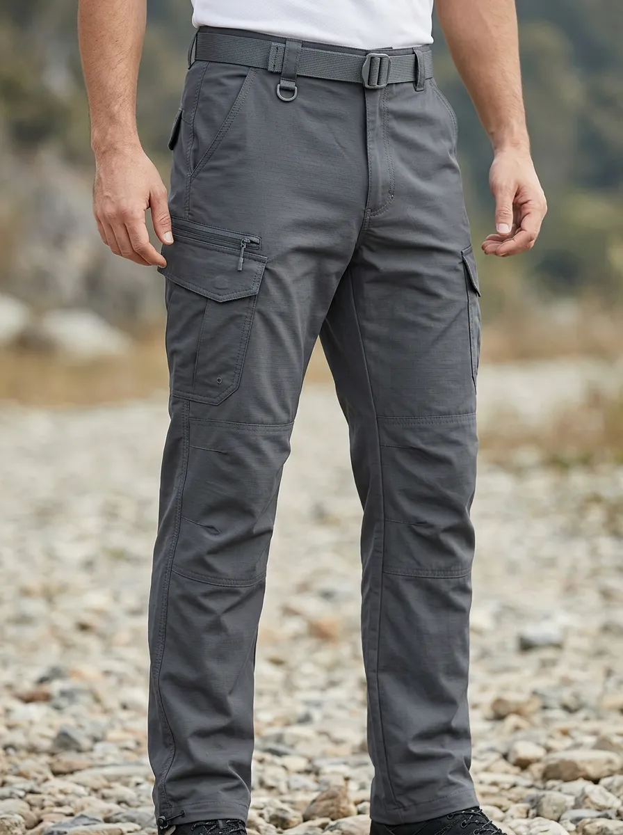 Men's Charcoal Grey Utility Cargo Cargo Pants