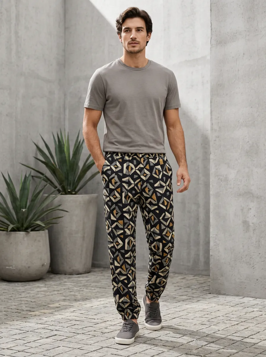 Easygoing Graphic Print Abstract Print Geometric Print Men's Printed Casual Pants