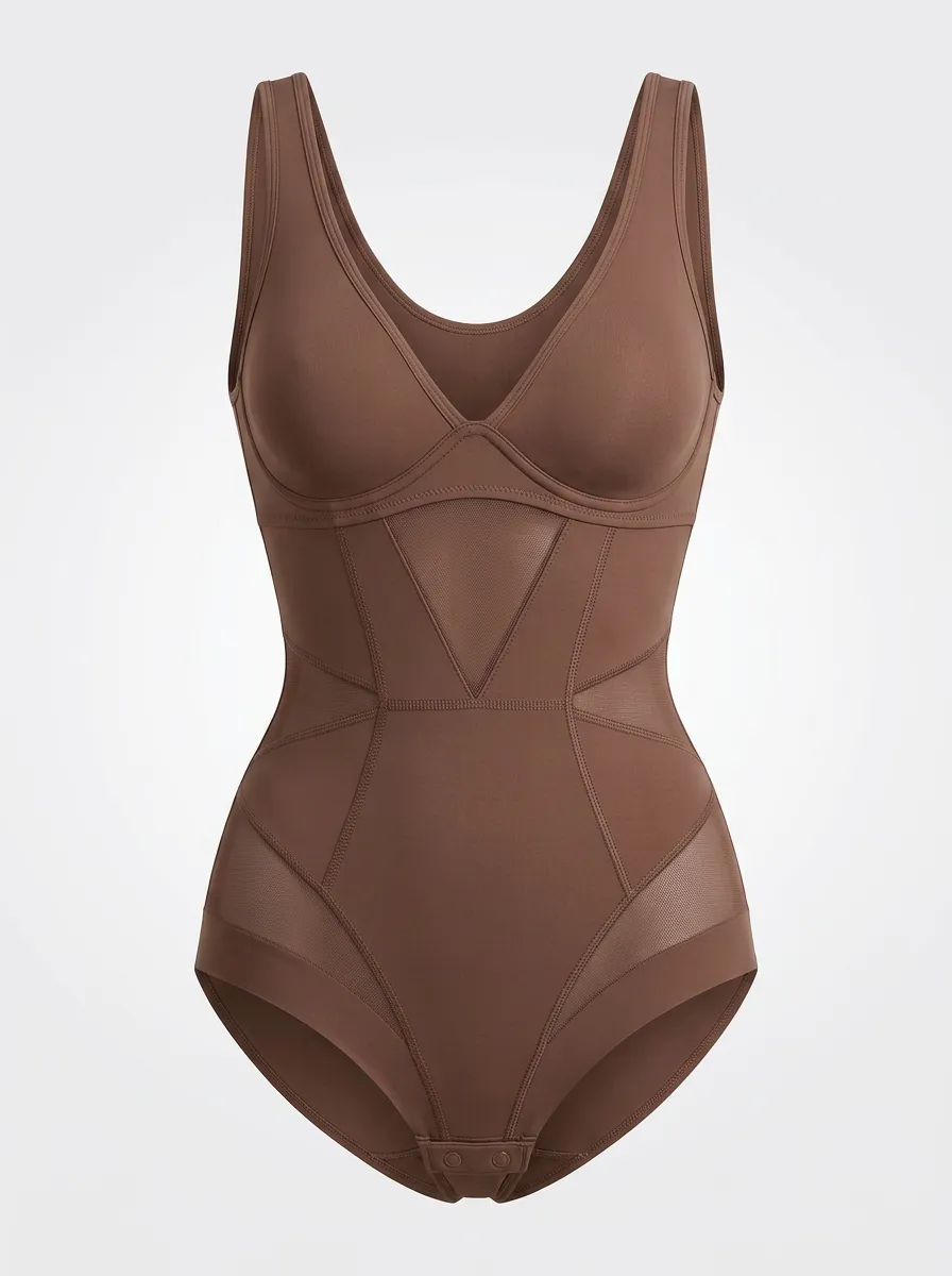 Women's Smooth Shapewear Mesh Panel Sculpting Bodysuit