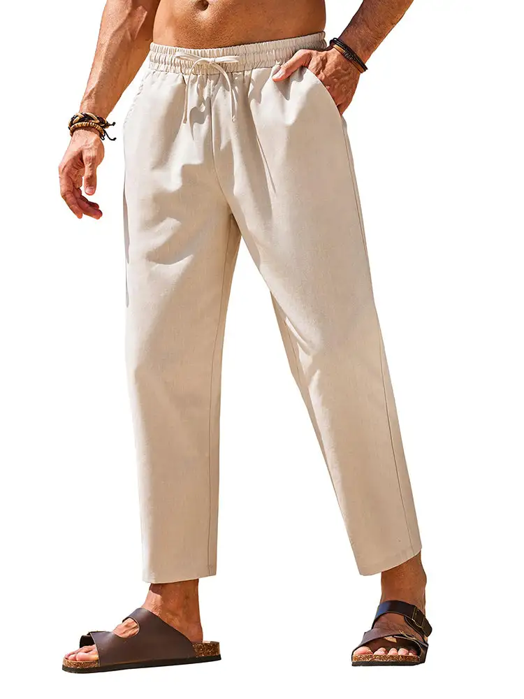 Casual Linen Blend Summer Trousers Pants