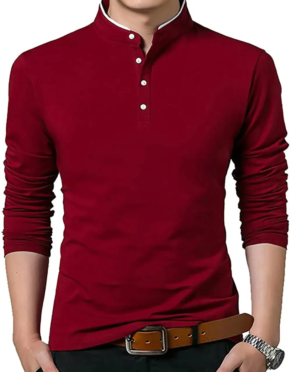 Refined Mandarin Collar Grandad Collar Polo Collar Polo Shirt