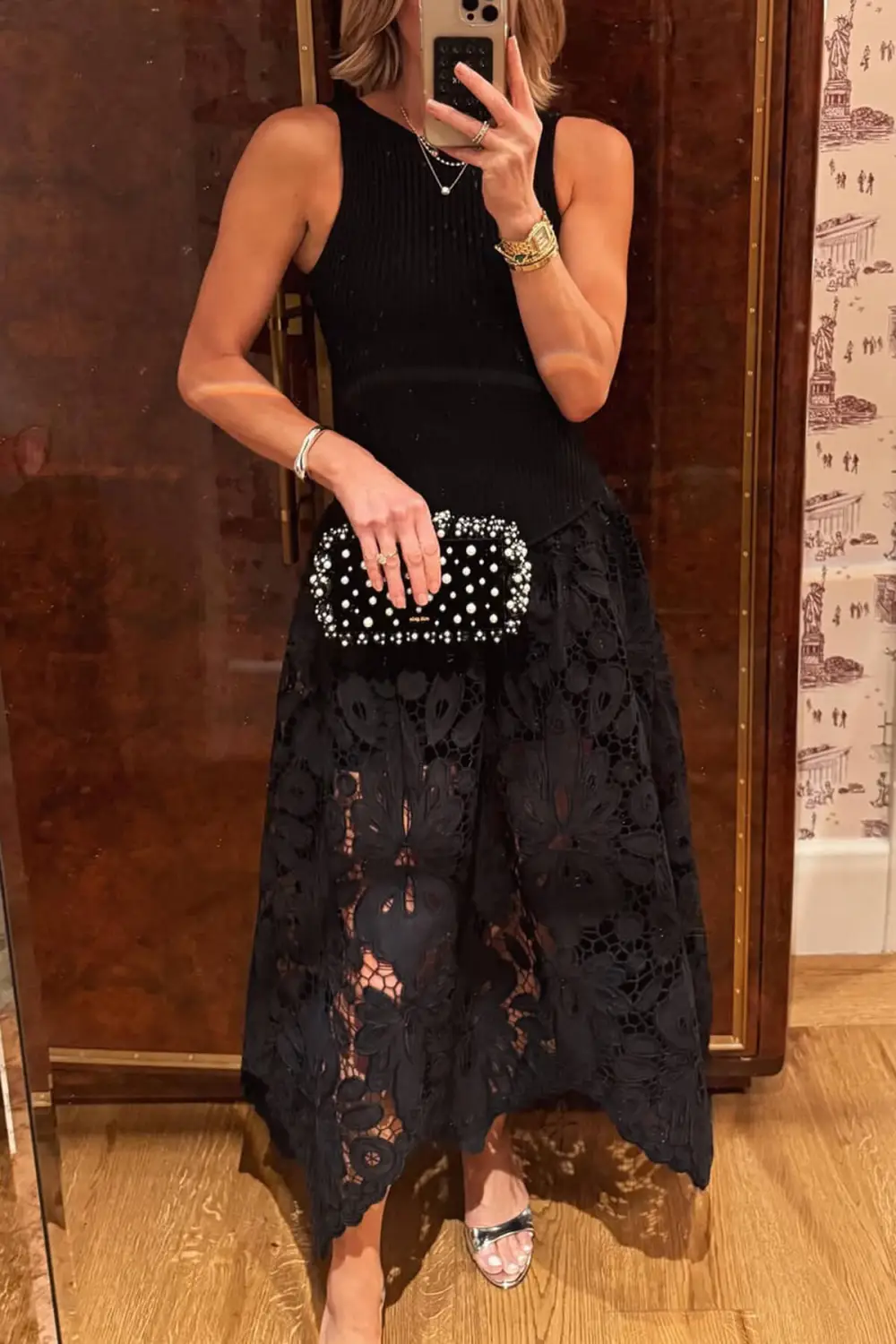 Lace Crochet Open Back Occasion Wear Midi Dress