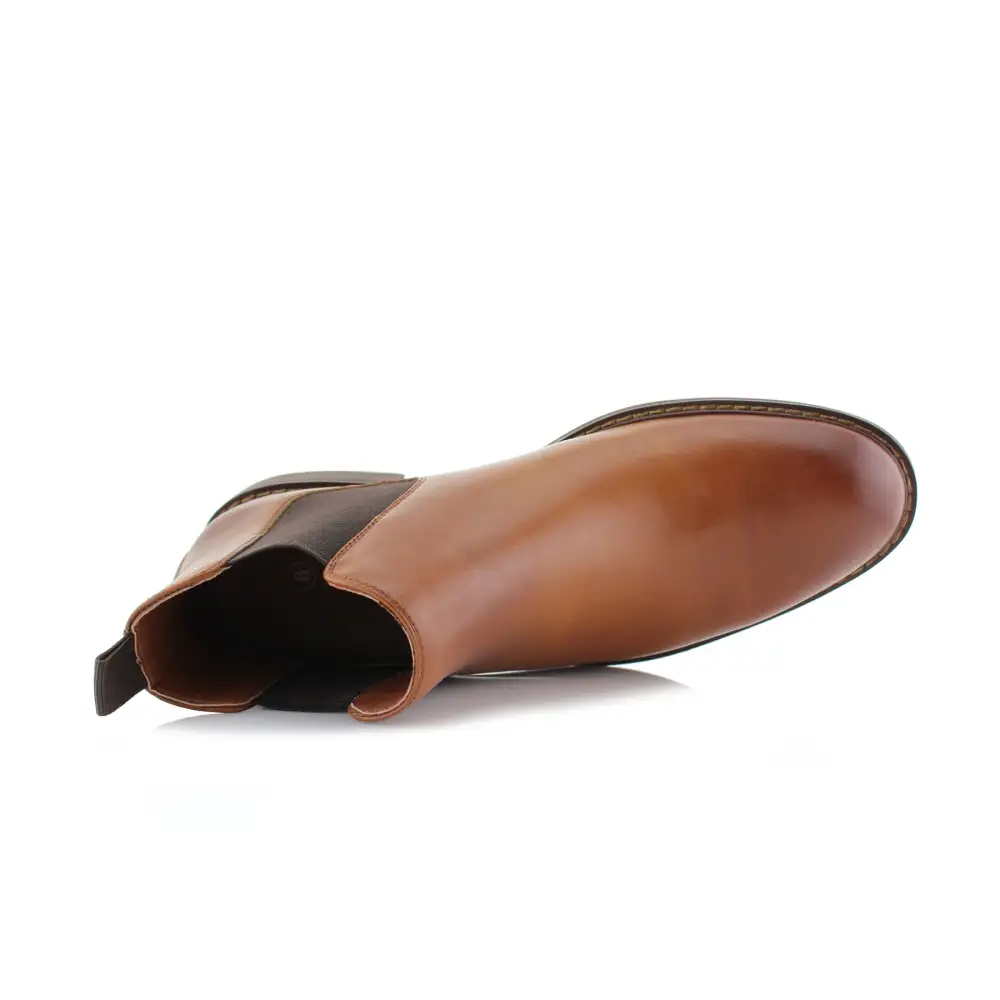 Rugged Faux-Leather Slip-On Elastic-Side Chelsea Boots