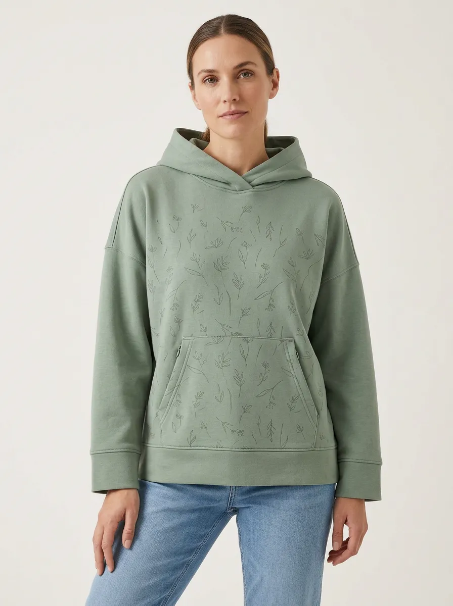 Women's Botanical Floral Line Art Graphic Hoodie