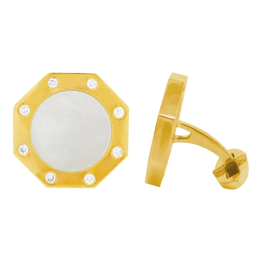 Textured Diamond Mother Of Pearl Cufflinks