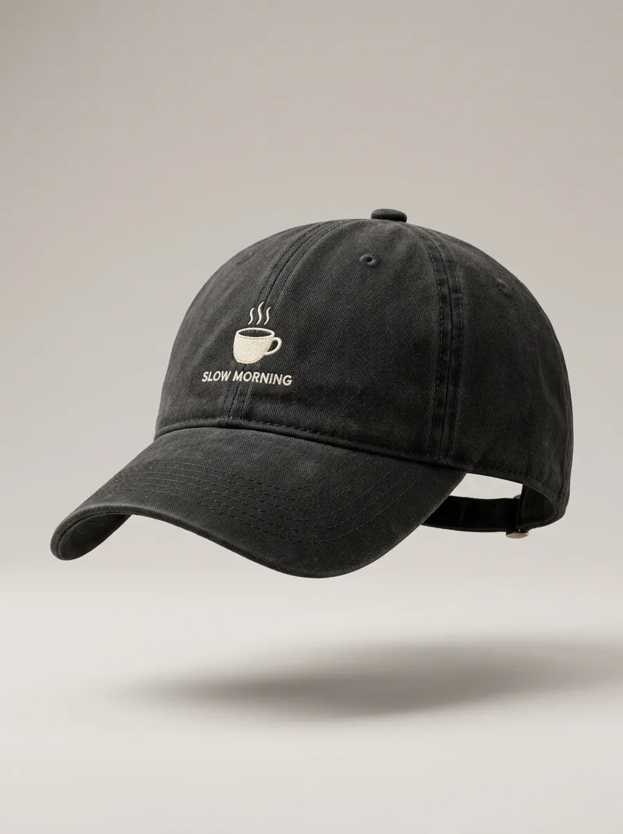 Modern Design Coffee-Lover Slow-Morning Embroidered Unisex Baseball Cap