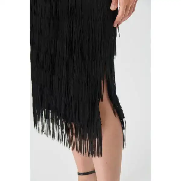 Layered Fringe Midi Skirt