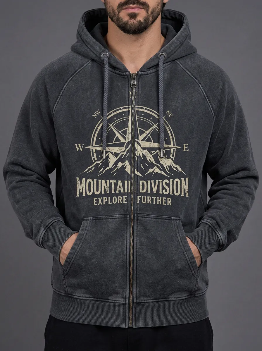 Men's Mountain Division Compass Printed Zip-up Hoodie